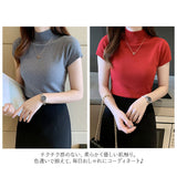 レディース サマーニット 通販 ニット 半袖ニット タートルネック tシャツ ハイネック カットソー トップス 半袖 春 夏 秋 おしゃれ 無地 きれいめ オフィス 通勤 大人 20代 30代 40代