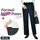 ワイドパンツ フォーマル ブラック レディース 通販 日本製 フォーマルパンツ レディースパンツ ロングパンツ 長ズボン ズボン きれいめ eclaTstyle ロング ウエストゴム ベーシック