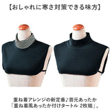 つけ襟 タートルネック 2枚組 重ね着風 レディース 通販 付け襟 付け衿 タートル つけえり ネックカバー 首元 あったか あたたかい 暖かい 首回り 寒さ対策 衿ぐり広め 襟ぐり広め