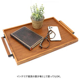 トレー 木製 Lサイズ 通販 お盆 おぼん トレイ 盆 おしゃれ カフェ 重ねられる スタッキング 小物入れ 木製トレー 木製トレイ アイアン ハンドル チーク Stack tray スタックトレー