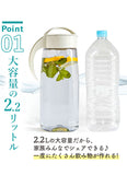 冷水筒 ピッチャー 2本セット 日本製 約 2リットル 通販 ファインジャグ 2.2L 熱湯 耐熱 横置き 縦置き 大きい 水差し 大容量 2200ml 約 2L ウォータージャグ 冷水ポット 麦茶ポット