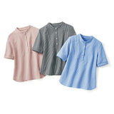 ブラウス レディース 通販 日本製 ジャージブラウス 半袖ブラウス レディースブラウス カジュアルブラウス 涼しい 快適 伸縮性 着やすい トップス 半袖 動きやすい ラフ