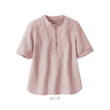 ブラウス レディース 通販 日本製 ジャージブラウス 半袖ブラウス レディースブラウス カジュアルブラウス 涼しい 快適 伸縮性 着やすい トップス 半袖 動きやすい ラフ