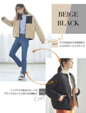 ショート丈 ノーカラーコート レディース 通販 ノーカラージャケット ブルゾン ジャンパー ショート リバーシブル ふわふわボアノーカラーブルゾン 秋 冬 秋冬 おしゃれ シンプル 無地