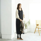 ニットワンピース ロング ワンピース 通販 レディース 切り替え ワンピ ロングワンピース 切り替えワンピース 秋冬 長袖 きれいめ バルーンスリーブ 配色ボリューム袖ニットワンピース 秋