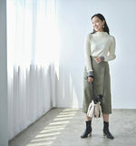 ニット レディース 長袖 通販 セーター トップス ハイネック リブニット きれいめ 配色デザインリブハイネックニット おしゃれ シンプル 大人 かわいい オフィスカジュアル ナチュラル