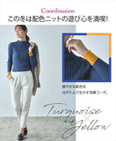 ニット レディース 長袖 通販 セーター トップス ハイネック リブニット きれいめ 配色デザインリブハイネックニット おしゃれ シンプル 大人 かわいい オフィスカジュアル ナチュラル