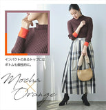 ニット レディース 長袖 通販 セーター トップス ハイネック リブニット きれいめ 配色デザインリブハイネックニット おしゃれ シンプル 大人 かわいい オフィスカジュアル ナチュラル