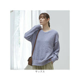 ニット レディース きれいめ 通販 セーター Vネックセーター プルオーバー 長袖 前後２ＷＡＹモヘアニット ゆったり 体型カバー 無地 おしゃれ シンプル 女性 大人かわいい カジュアル