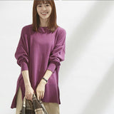 ニット 秋 レディース きれいめ 通販 セーター プルオーバー 長袖 ゆったり 体型カバー お尻もお腹も全部隠す！横スリット入りビックニット 無地 おしゃれ シンプル 女性 大人かわいい