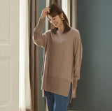 ニット 秋 レディース きれいめ 通販 セーター プルオーバー 長袖 ゆったり 体型カバー お尻もお腹も全部隠す！横スリット入りビックニット 無地 おしゃれ シンプル 女性 大人かわいい