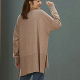 ニット 秋 レディース きれいめ 通販 セーター プルオーバー 長袖 ゆったり 体型カバー お尻もお腹も全部隠す！横スリット入りビックニット 無地 おしゃれ シンプル 女性 大人かわいい