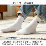 fruit of the loom ソックス メンズ 3足セット 通販 靴下 くつした くつ下 メンズソックス メンズ靴下 クオーター丈 3足 セット ワンポイント 紳士 男性 刺繍 フルーツオブザルーム