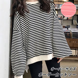 レディース おしゃれ 通販 プルオーバー トップス 春 長袖 春服 可愛い 大きいサイズ 大きめ ビッグシルエット オーバーサイズ ゆったり XL 秋冬 春夏 ボーダー スウェット