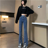 デニムパンツ スリット レディース 通販 フレアデニムパンツ フレアパンツ ジーンズ パンツ デニム ベルボトム フレア 長ズボン ズボン ロングパンツ ハイウエスト ブーツカット