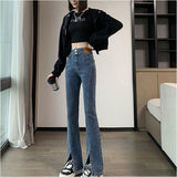 デニムパンツ スリット レディース 通販 フレアデニムパンツ フレアパンツ ジーンズ パンツ デニム ベルボトム フレア 長ズボン ズボン ロングパンツ ハイウエスト ブーツカット