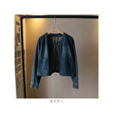 デニムジャケット レディース 通販 デニム ジャケット 長袖 ショート丈 カジュアルジャケット 通勤 ノーカラージャケット 春 秋 春服 秋服 おしゃれ かわいい シンプル オシャレ Gジャン