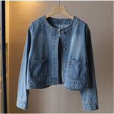 デニムジャケット レディース 通販 デニム ジャケット 長袖 ショート丈 カジュアルジャケット 通勤 ノーカラージャケット 春 秋 春服 秋服 おしゃれ かわいい シンプル オシャレ Gジャン
