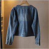 デニムジャケット レディース 通販 デニム ジャケット 長袖 ショート丈 カジュアルジャケット 通勤 ノーカラージャケット 春 秋 春服 秋服 おしゃれ かわいい シンプル オシャレ Gジャン