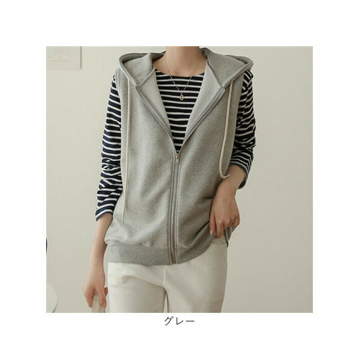 【値下げ】BLITE ベストパーカー 袖なし グレー 楽天市場】ベスト パーカー レディース パーカーベスト 春 秋 前