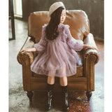 ワンピース 子供 フォーマル 通販 フォーマルドレス 長袖ワンピース フォーマルワンピース 女の子 かわいい おしゃれ ラウンドネック メッシュパフスリーブ 長袖 ピアノ発表会 セレモニー