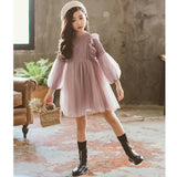 ワンピース 子供 フォーマル 通販 フォーマルドレス 長袖ワンピース フォーマルワンピース 女の子 かわいい おしゃれ ラウンドネック メッシュパフスリーブ 長袖 ピアノ発表会 セレモニー