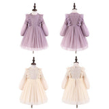 ワンピース 子供 フォーマル 通販 フォーマルドレス 長袖ワンピース フォーマルワンピース 女の子 かわいい おしゃれ ラウンドネック メッシュパフスリーブ 長袖 ピアノ発表会 セレモニー