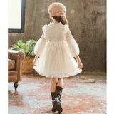 ワンピース 子供 フォーマル 通販 フォーマルドレス 長袖ワンピース フォーマルワンピース 女の子 かわいい おしゃれ ラウンドネック メッシュパフスリーブ 長袖 ピアノ発表会 セレモニー