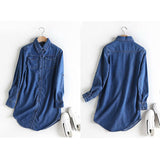 デニム シャツ レディース 通販 デニムシャツ カジュアルシャツ シャツワンピース ロングシャツ ブラウス ロング ロング丈 長袖 ゆったり 体型カバー 無地 春 秋 通勤 通学 カジュアル