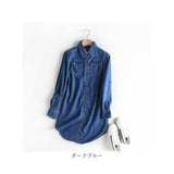 デニム シャツ レディース 通販 デニムシャツ カジュアルシャツ シャツワンピース ロングシャツ ブラウス ロング ロング丈 長袖 ゆったり 体型カバー 無地 春 秋 通勤 通学 カジュアル