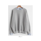 重ね着風 トレーナー 通販 重ね着風トップス プルオーバー 長袖 レディース レイヤード風 ゆったり 春 秋 冬 シンプル 無地 ストライプ おしゃれ 大人 かわいい オシャレ 可愛い トップス