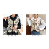 ベスト ボタン付き 前開き レディース ニットベスト 通販 ニット 花柄ニット 前あきベスト ノースリーブ 花柄 フラワー 重ね着 レイヤード 春 秋 冬 カジュアル Vネック おしゃれ 大人