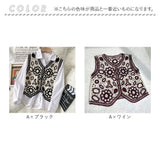 ベスト ボタン付き 前開き レディース ニットベスト 通販 ニット 花柄ニット 前あきベスト ノースリーブ 花柄 フラワー 重ね着 レイヤード 春 秋 冬 カジュアル Vネック おしゃれ 大人