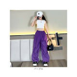 ロングパンツ キッズ カーゴパンツ 通販 ダンスウェア ワイドパンツ ダンス衣装 パンツ ズボン 長ズボン ロング ロング丈 無地 子供服 子ども服 ポケット 大きめ ゆったり 体型カバー