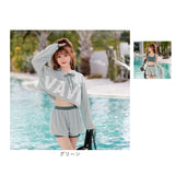 水着 レディース 3点セット 体型カバー 通販 タンキニ スイムウェア レディース水着 ラッシュガード ショートパンツ セットアップ セパレート セット 露出控え かわいい 可愛い キュート