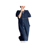 ワンピース デニムワンピース レディース 半袖 通販 シャツワンピース デニムワンピ ワンピ シャツワンピ デニムシャツワンピース ロングワンピース ロングワンピ デニム 前開き ロング