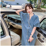ワンピース デニムワンピース レディース 半袖 通販 シャツワンピース デニムワンピ ワンピ シャツワンピ デニムシャツワンピース ロングワンピース ロングワンピ デニム 前開き ロング