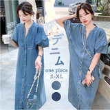 ワンピース デニムワンピース レディース 半袖 通販 シャツワンピース デニムワンピ ワンピ シャツワンピ デニムシャツワンピース ロングワンピース ロングワンピ デニム 前開き ロング