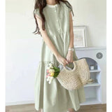 ワンピース レディース シャツワンピース 通販 ワンピ シャツワンピ ロングワンピース ロングワンピ フレアスカート バックリボン リボン 袖なし 袖無し そで無し かわいい 可愛い ロング