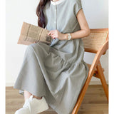 ワンピース レディース シャツワンピース 通販 ワンピ シャツワンピ ロングワンピース ロングワンピ フレアスカート バックリボン リボン 袖なし 袖無し そで無し かわいい 可愛い ロング