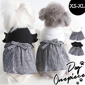 かわいい 犬服 通販 かわいい犬服 ワンピース ドッグウェア 可愛い おしゃれ オシャレ ペット服 ギンガムチェック 小型犬用 リボン お出掛け お出かけ 女の子 モノトーン シンプル