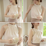 トップス ノースリーブ 通販 タンクトップ シフォンブラウス ホルターネック ブラウス おしゃれ かわいい フェミニン シンプル 通勤 通学 リゾートウェア オフショルダー 女性らしい