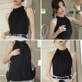トップス ノースリーブ 通販 タンクトップ シフォンブラウス ホルターネック ブラウス おしゃれ かわいい フェミニン シンプル 通勤 通学 リゾートウェア オフショルダー 女性らしい