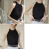 トップス ノースリーブ 通販 タンクトップ シフォンブラウス ホルターネック ブラウス おしゃれ かわいい フェミニン シンプル 通勤 通学 リゾートウェア オフショルダー 女性らしい