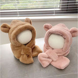 ベビー 帽子 マフラー 一体 くま 通販 女の子 男の子 赤ちゃん ふわふわ もこもこ 子供 こども 子ども あたたかい 暖かい あったか クマ 熊 フワフワ 一体型帽子 防寒 冬 かわいい 可愛い