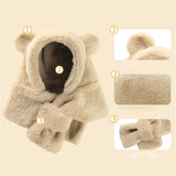 ベビー 帽子 マフラー 一体 くま 通販 女の子 男の子 赤ちゃん ふわふわ もこもこ 子供 こども 子ども あたたかい 暖かい あったか クマ 熊 フワフワ 一体型帽子 防寒 冬 かわいい 可愛い