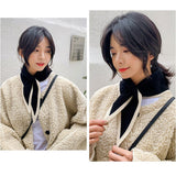 ニットスカーフ マフラー おしゃれ 通販 レディース ティペット ミニマフラー ワンポイント ニット スカーフ アクセント かわいい つけ襟風 推し色 シンプル カジュアル あったか