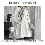 パーカー 長袖 通販 長袖パーカー フード付きパーカー フードパーカー オーバーサイズパーカー レディース メンズ プルオーバー ドロップショルダー フェイクレイヤード 重ね着風