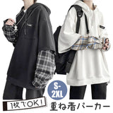 パーカー 長袖 通販 長袖パーカー フード付きパーカー フードパーカー オーバーサイズパーカー レディース メンズ プルオーバー ドロップショルダー フェイクレイヤード 重ね着風