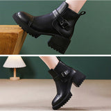 ショートブーツ レディース 本革 通販 レザーブーツ チャンキーブーツ ハイヒール チャンキーヒール 靴 ブーツ 歩きやすい 履きやすい ファスナー サイドジップ ショート レザー 紐なし